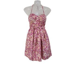 Band Of The Free Floral Built In Bra Sweetheart Fit & Flare Dress Pink Sz Small